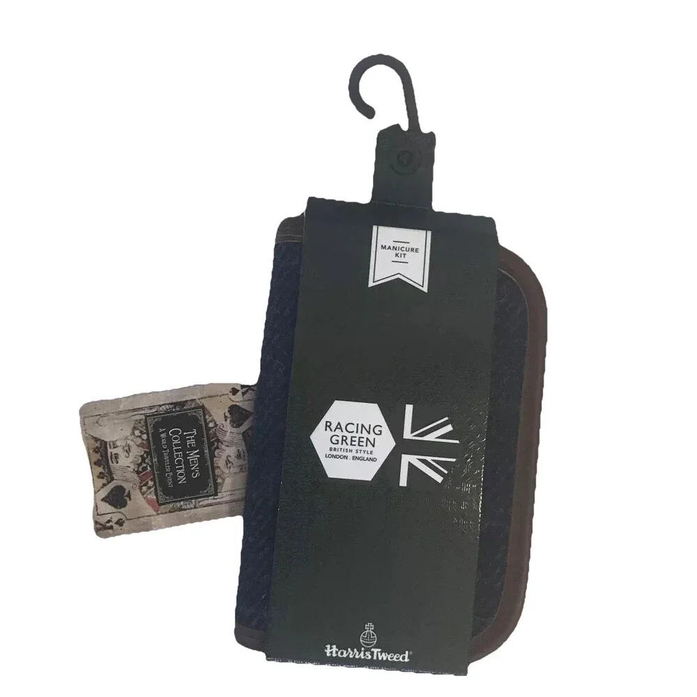 Harris Tweed Blue Castle Bay Leather Manicure 8 Piece Set
